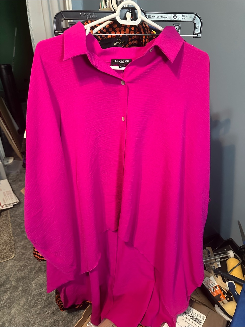 cha cha vente Hot Pink Button-Front Women's Shirt